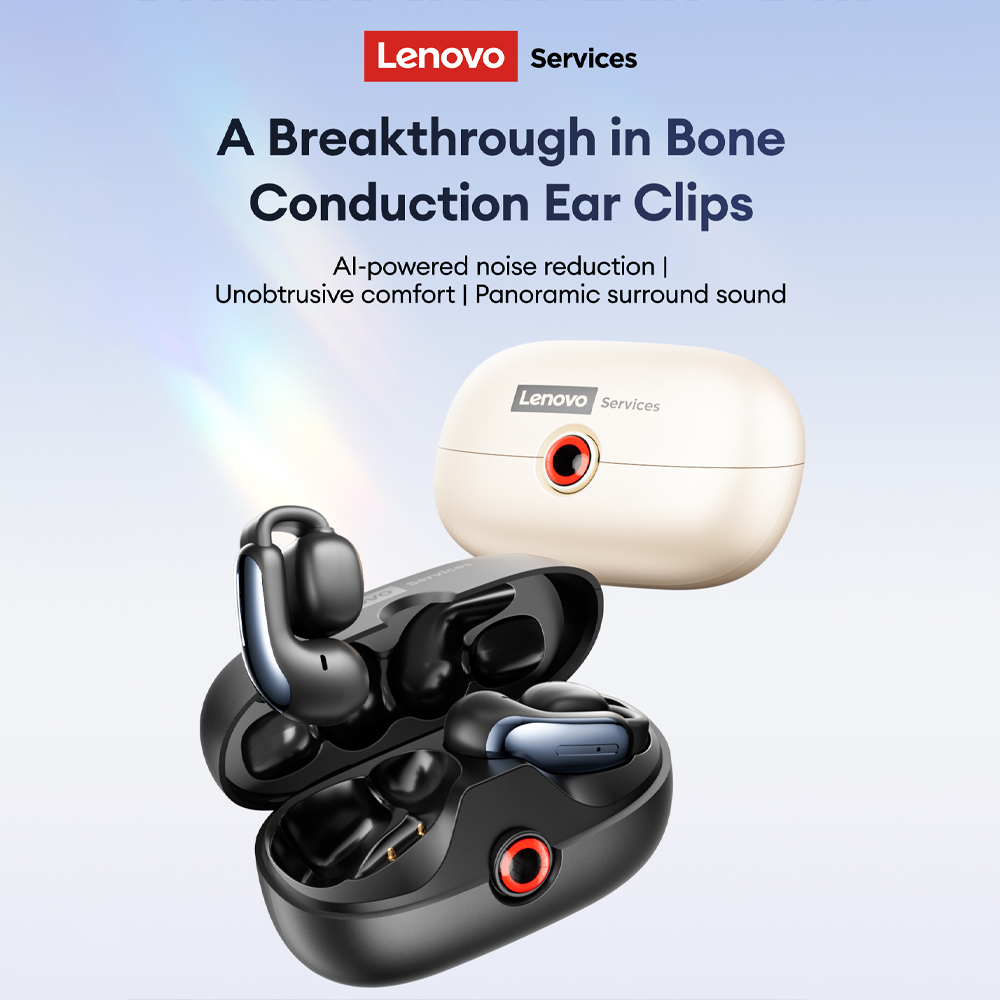 Wired Earphone Mic - Lenovo LES-108 condução óssea tws clipes