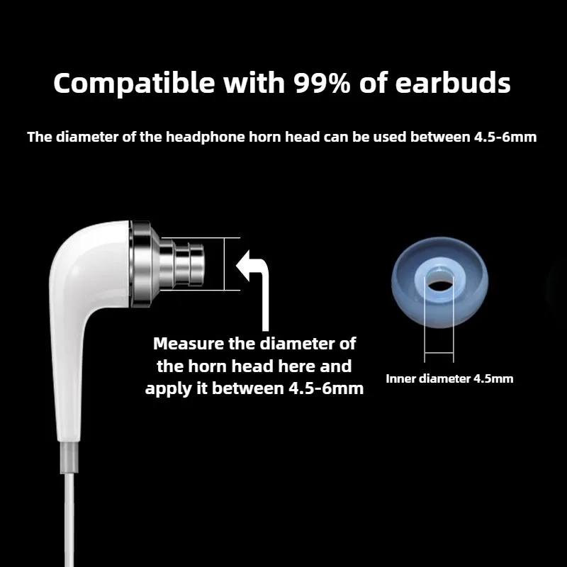 Silicone Ear Tip Replacement - Capa de silicone universal para fones